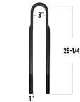 1-inch forged top round U-bolt, 26-1/4 inch long dimensions and specifications guide.