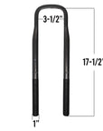 1-inch forged top semi round U-bolt, 17-1/2 inch long dimensions and specifications guide.