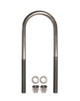 3/8 inch diameter round U-bolt with 2 nuts and 2 washers. Fastener for automotive, trailer and industrial applications.