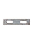 Metal U-bolt plate with 5/8 inch holes, measuring 1-3/4 inches wide, designed for securing U-bolts.
