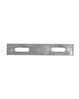 Metal U-bolt plate with 7/16 inch holes, measuring 6 inches long, designed for securing U-bolts.