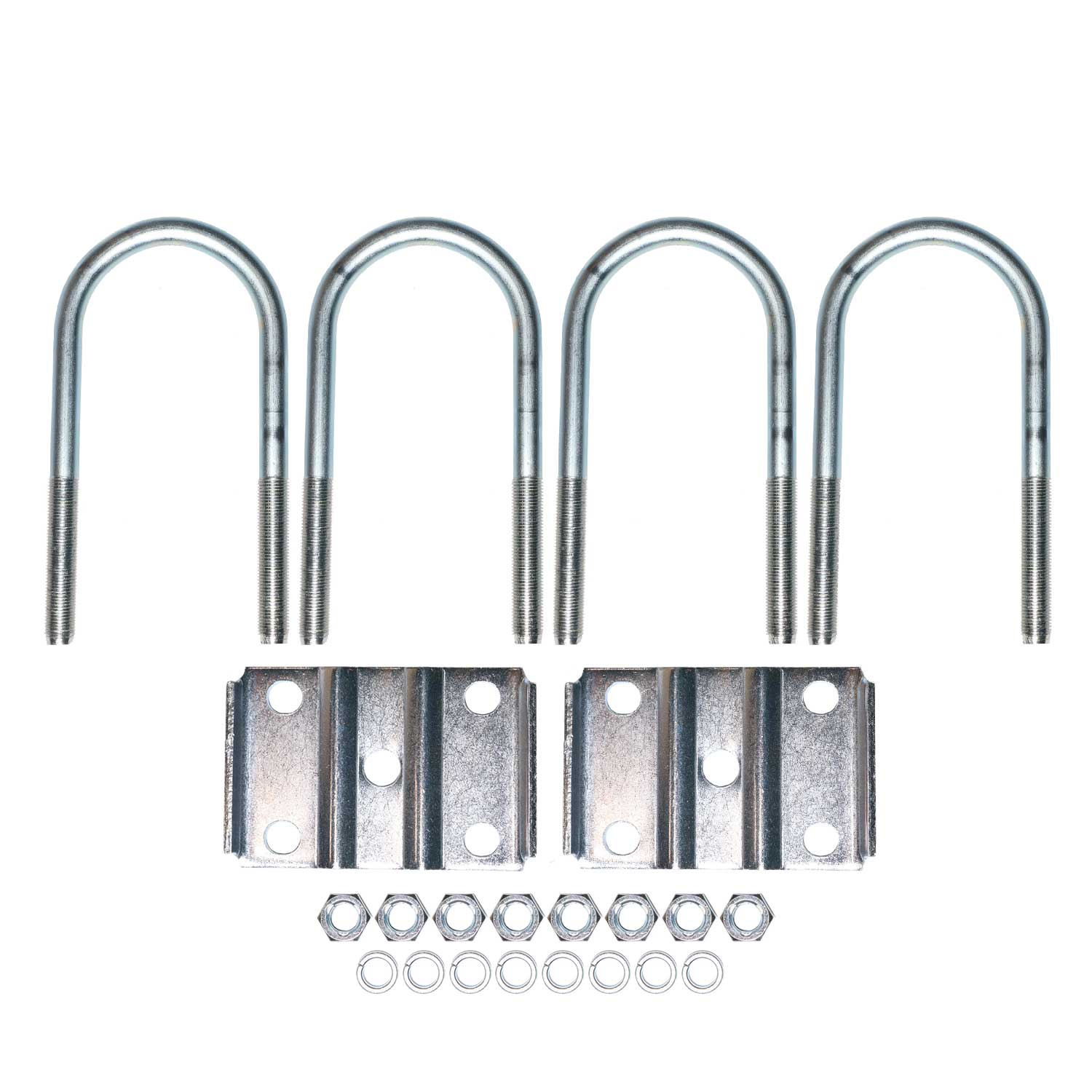 9/16 inch zinc coated trailer U-bolt kit, 7 inch length. Zinc coating prevents rust corrosion on U-bolts.