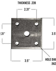 Trailer U-bolt plate 3.5 inches measurements.