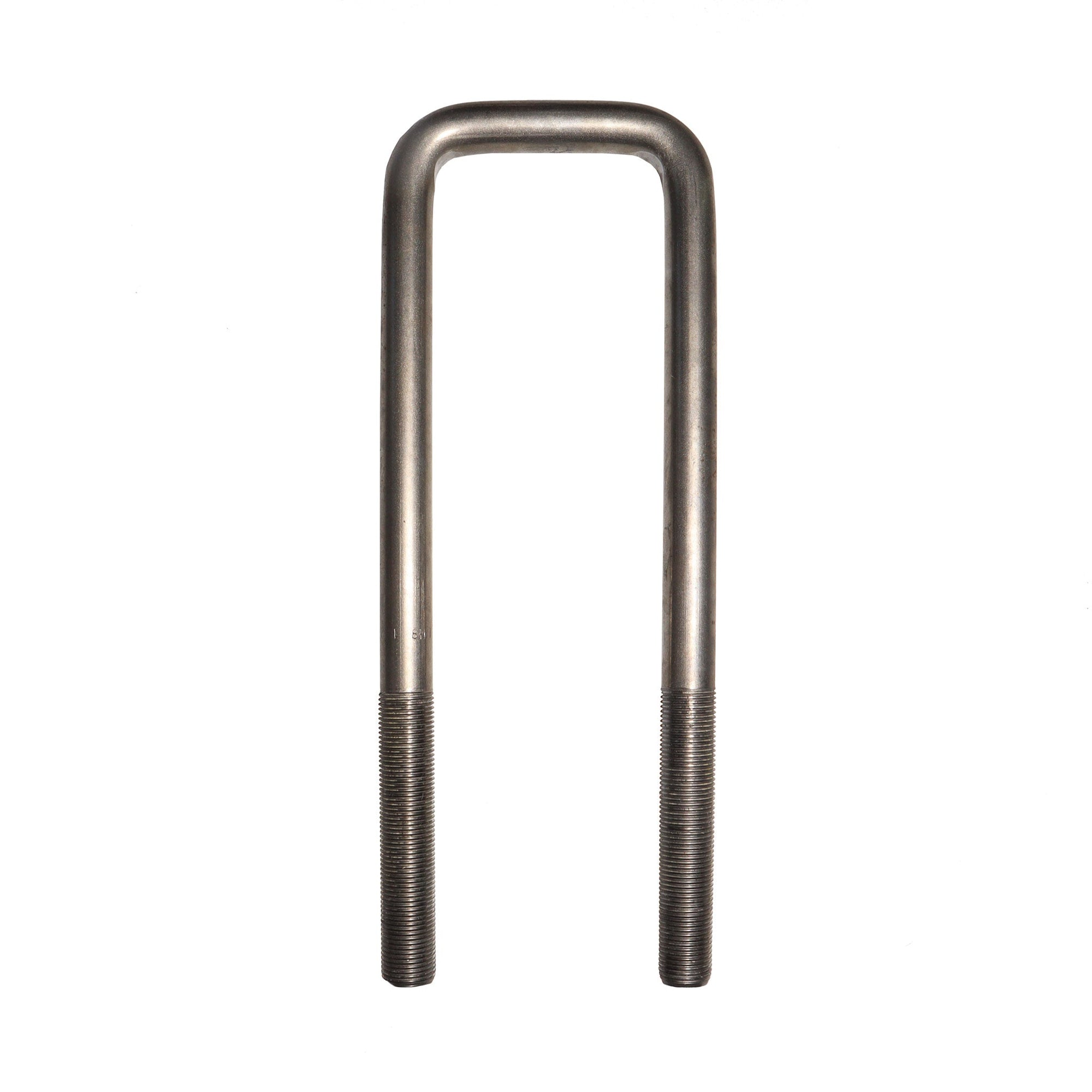 A steel square U-bolt.