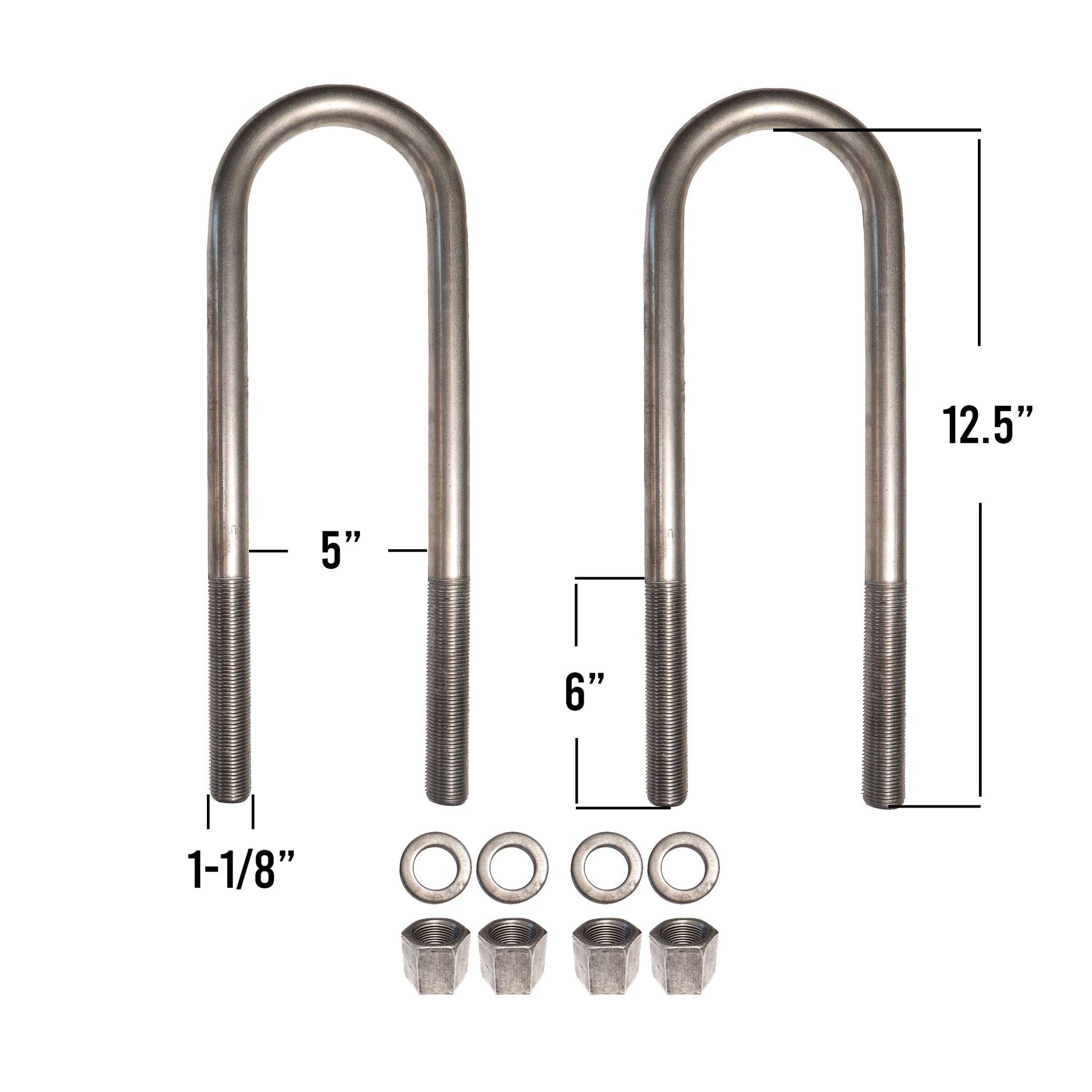 1-1/8" round U-bolt kit with 12-1/2" leg length.