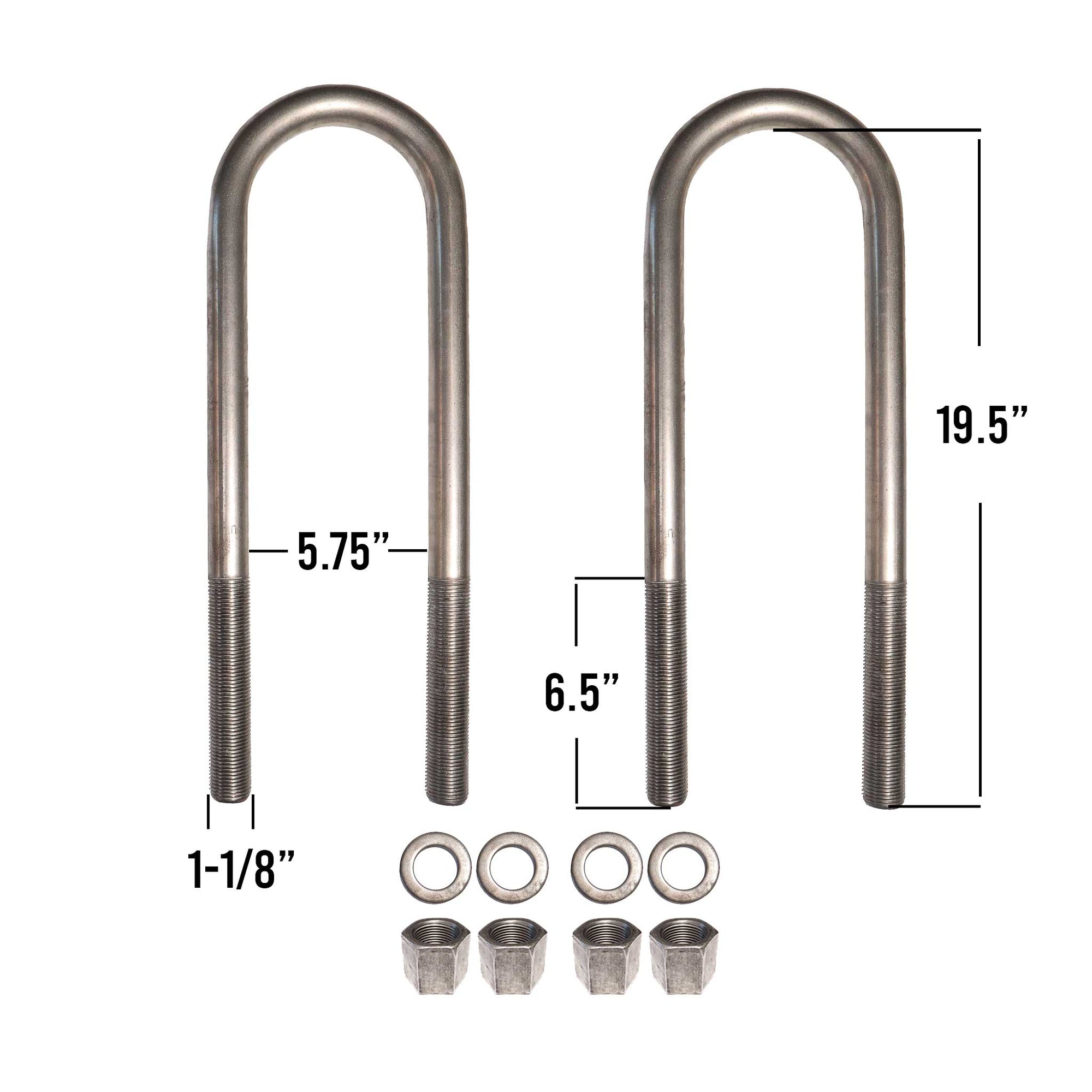 1-1/8" round U-bolt kit with 19-1/2" leg length.