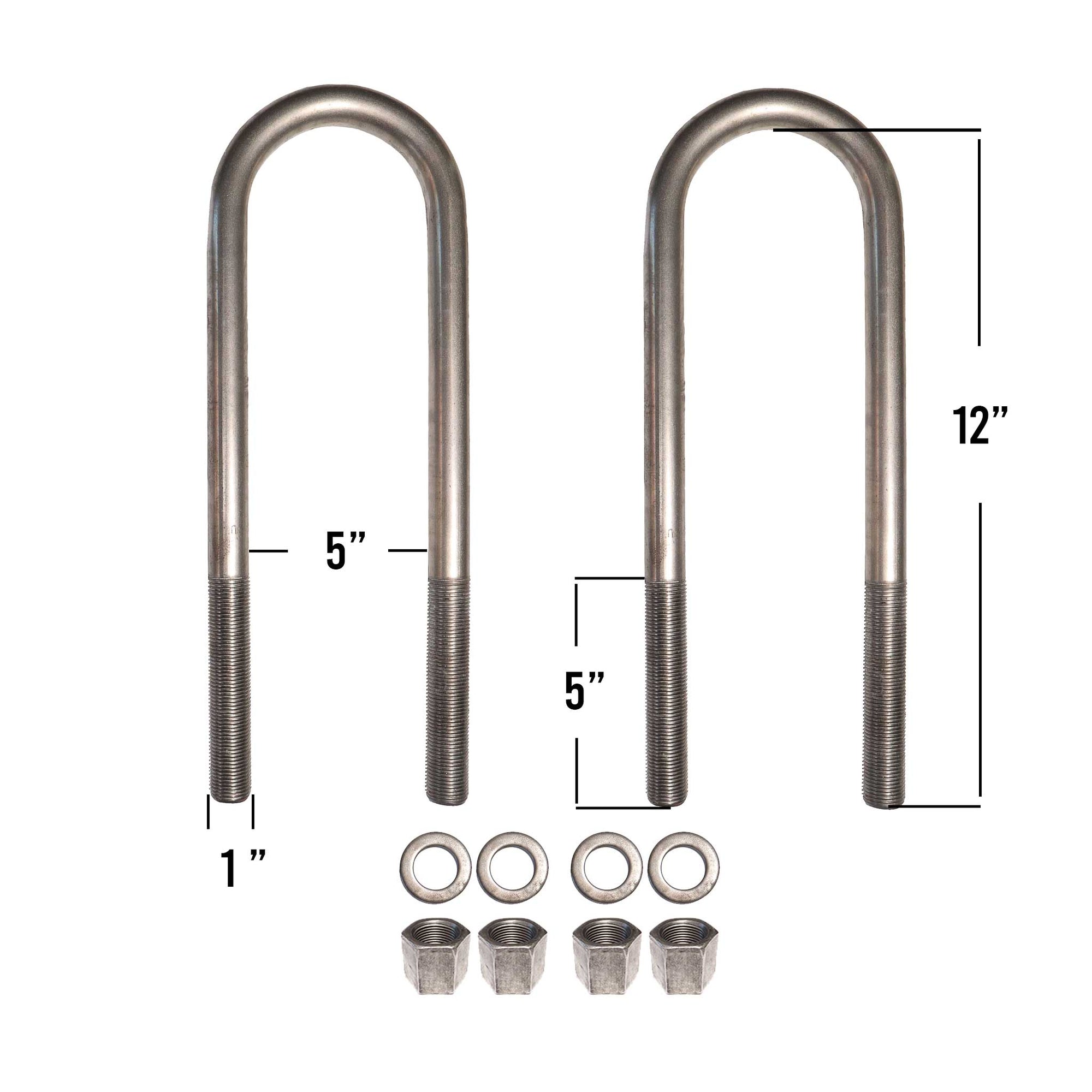 1&quot; round U-bolt kit with 12&quot; leg length.