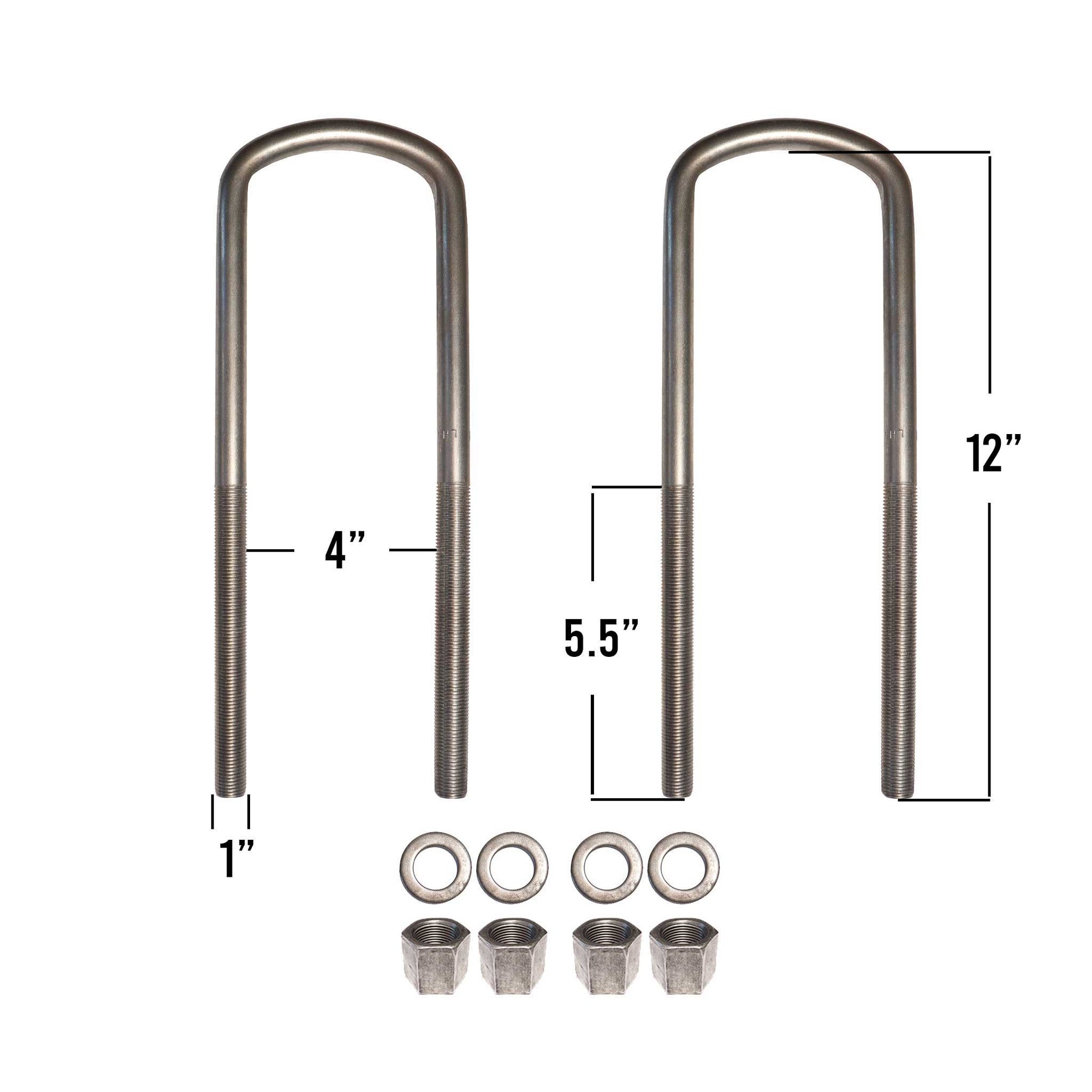 1&quot; semi round U-bolt kit with 12&quot; leg length.