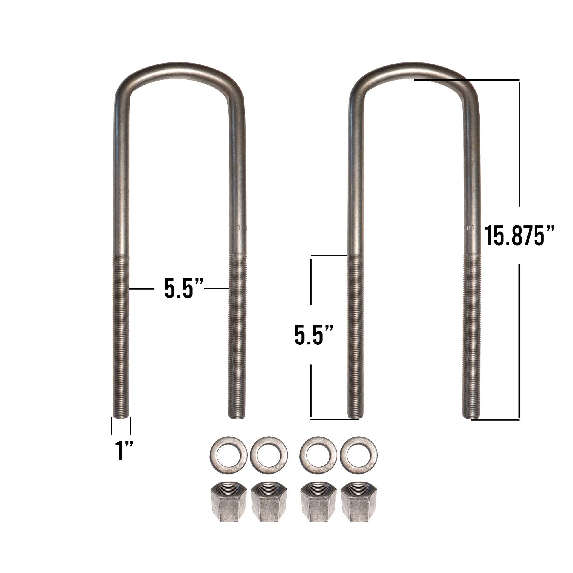 1&quot; semi round U-bolt kit with 15-7/8&quot; leg length.