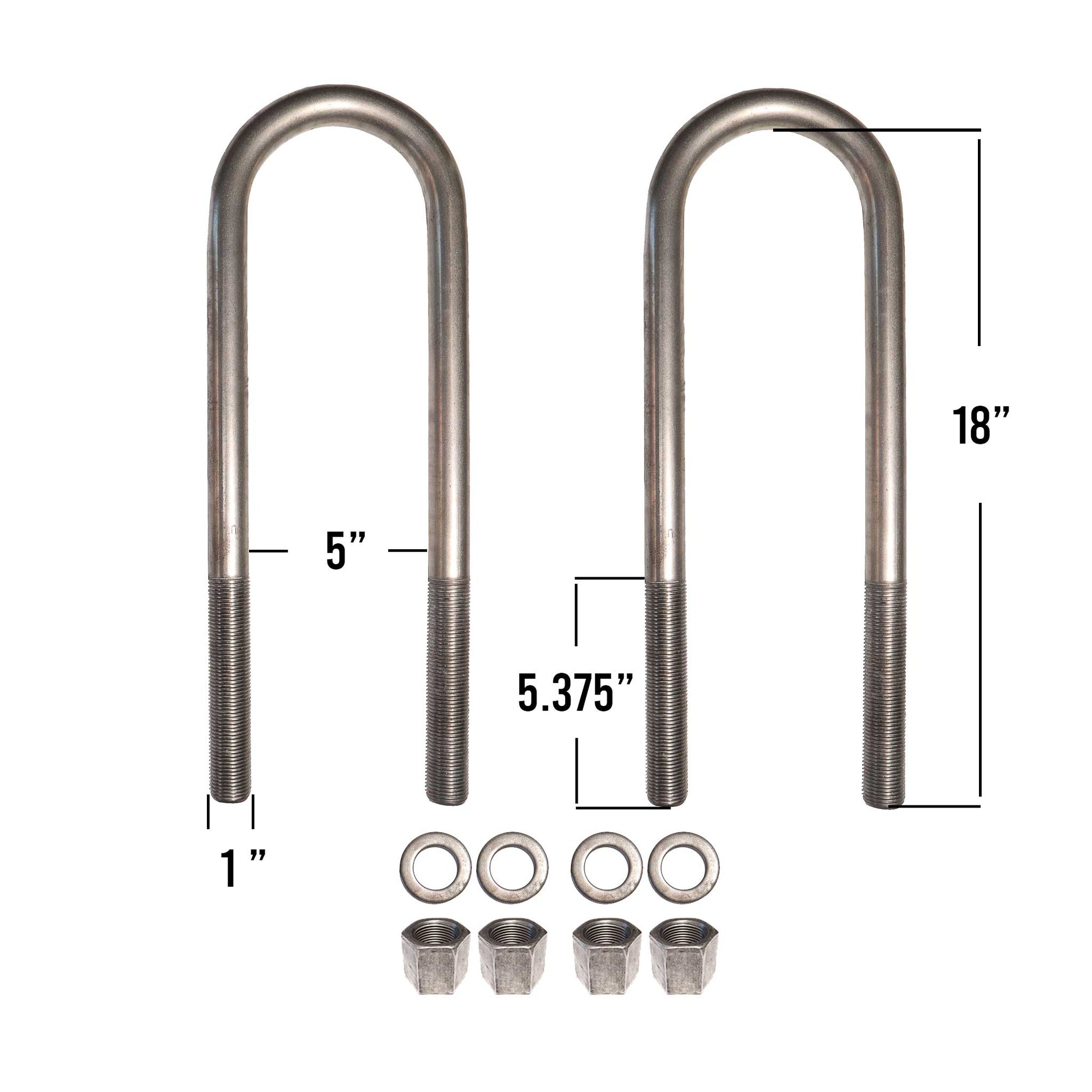 1&quot; round U-bolt kit with 18&quot; leg length.