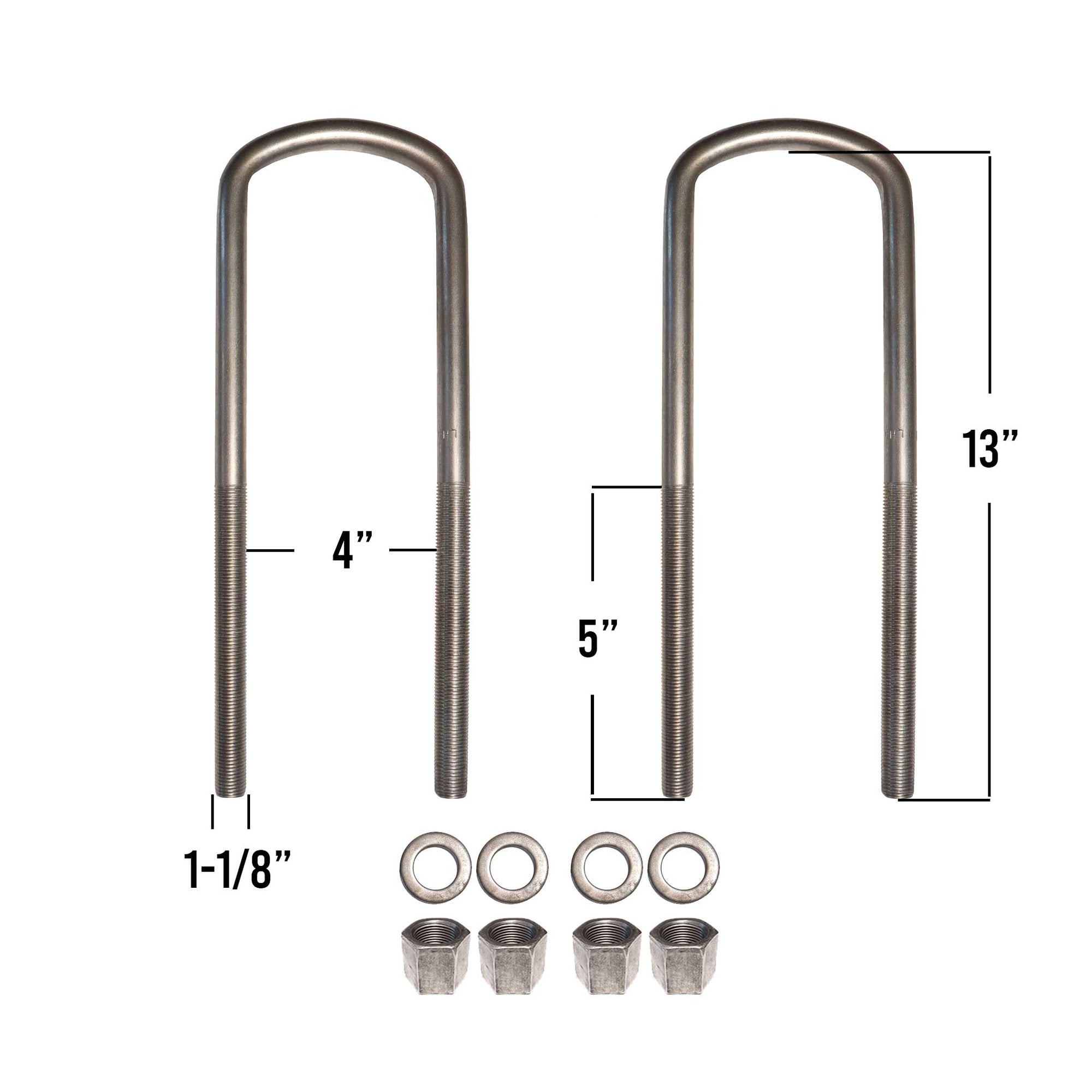 1-1/8&quot; semi round U-bolt kit with 13&quot; leg length.