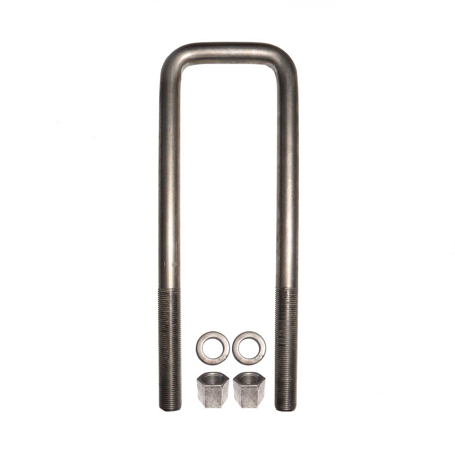3/4 inch diameter square U-bolt with 2 nuts and 2 washers. Fastener for automotive, trailer and industrial applications.