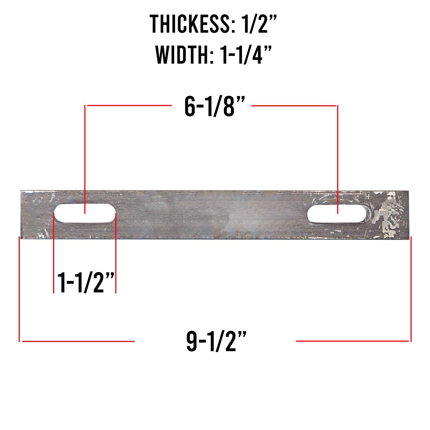 3/8 inch hole 6-1/2 inch inside diameter U-bolt plate measurements.