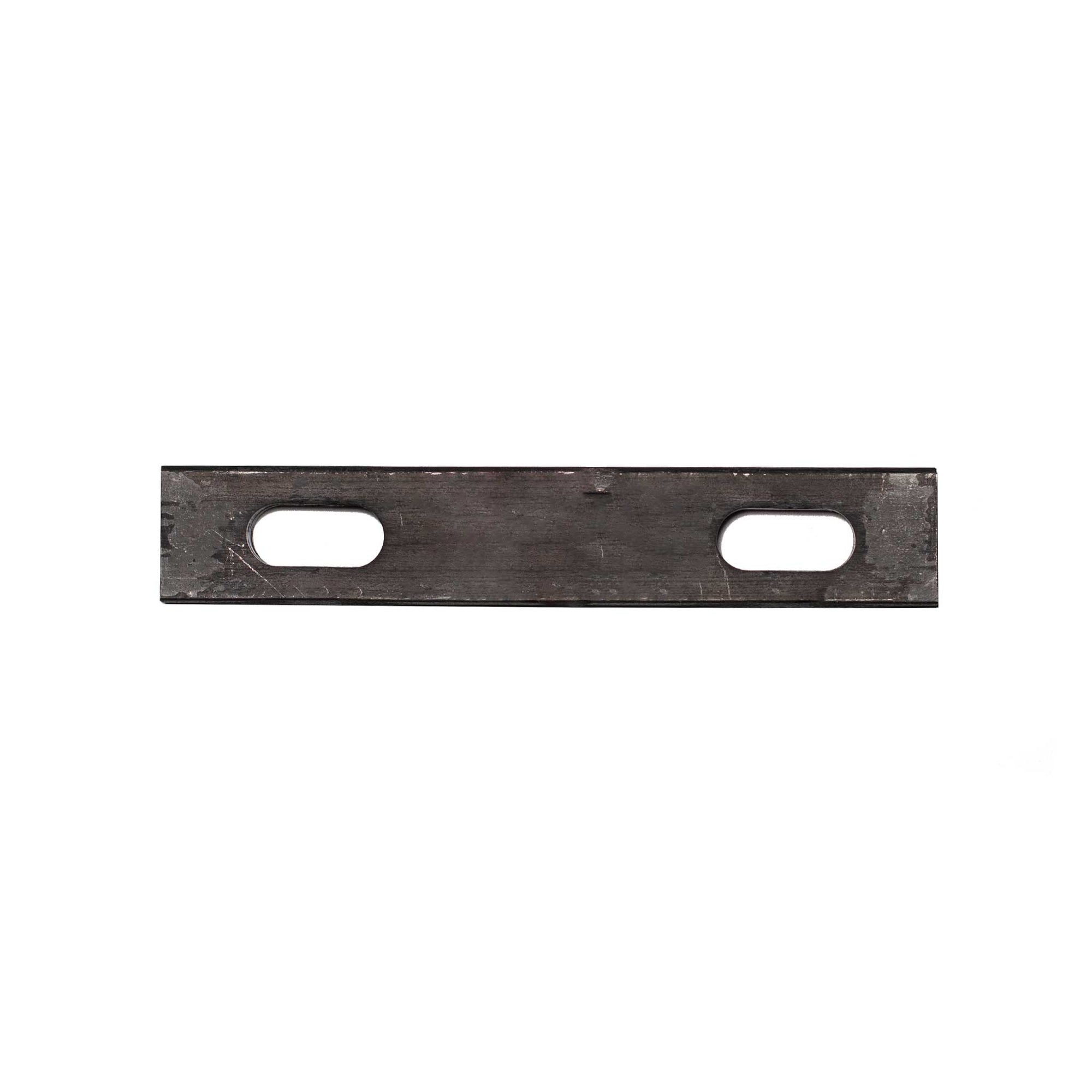 Metal U-bolt plate with 5/8 inch holes, measuring 7 inches long, designed for securing U-bolts.