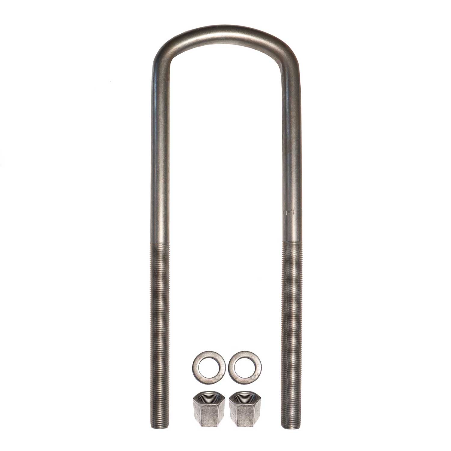 7/8 inch diameter semi round U-bolt with 2 nuts and 2 washers. Fastener for automotive, trailer and industrial applications.