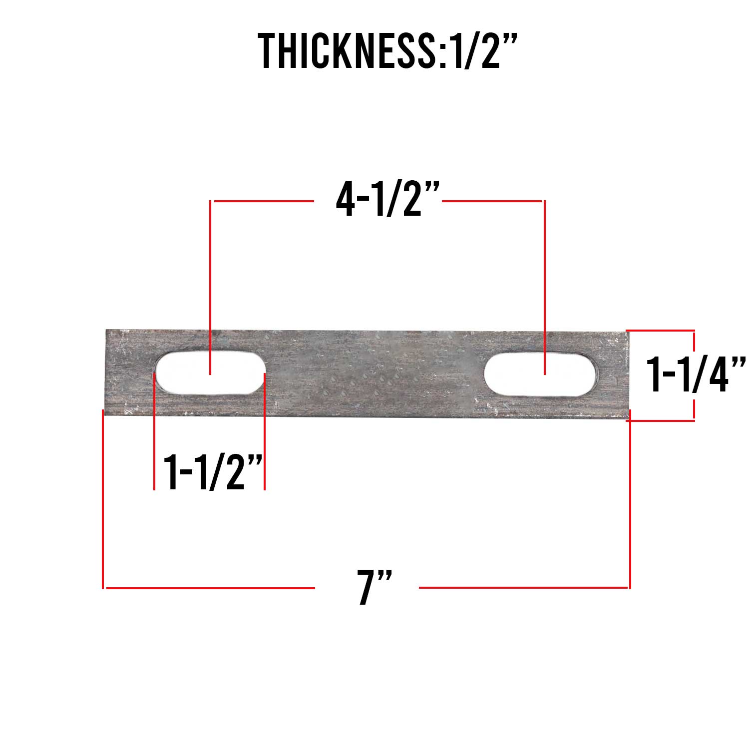 9/16 inch hole 4-1/4 inch inside diameter U-bolt plate measurements.