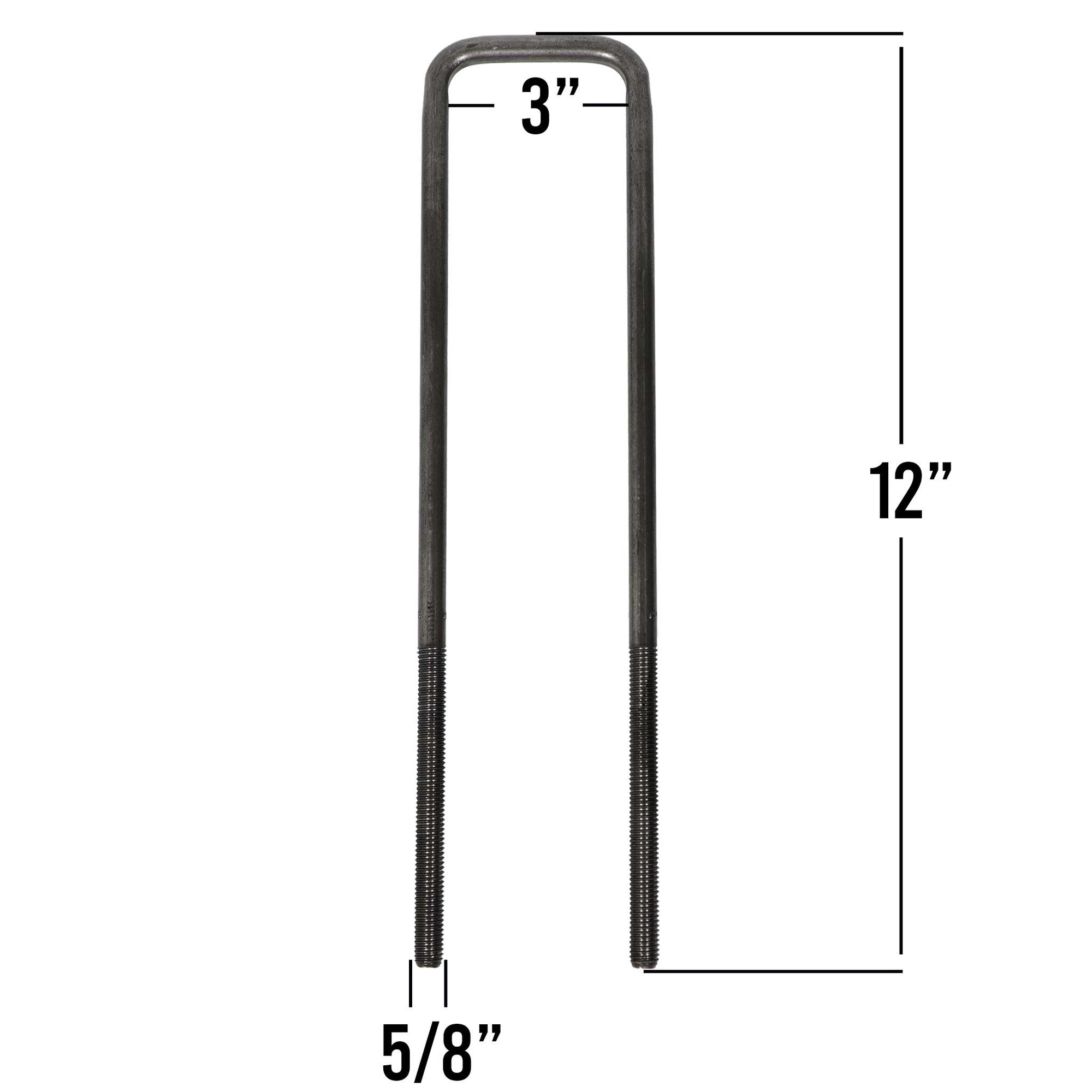 Body U-bolt kit 3 inch inside diameter 12 inch long.