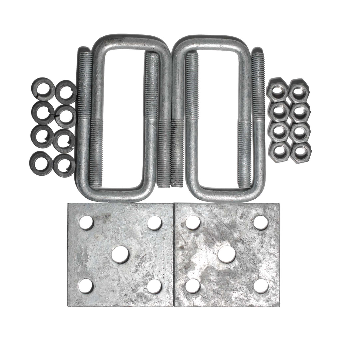 1/2" Galvanized Trailer UBolt Kit 2" Square 51/4" Leg Length