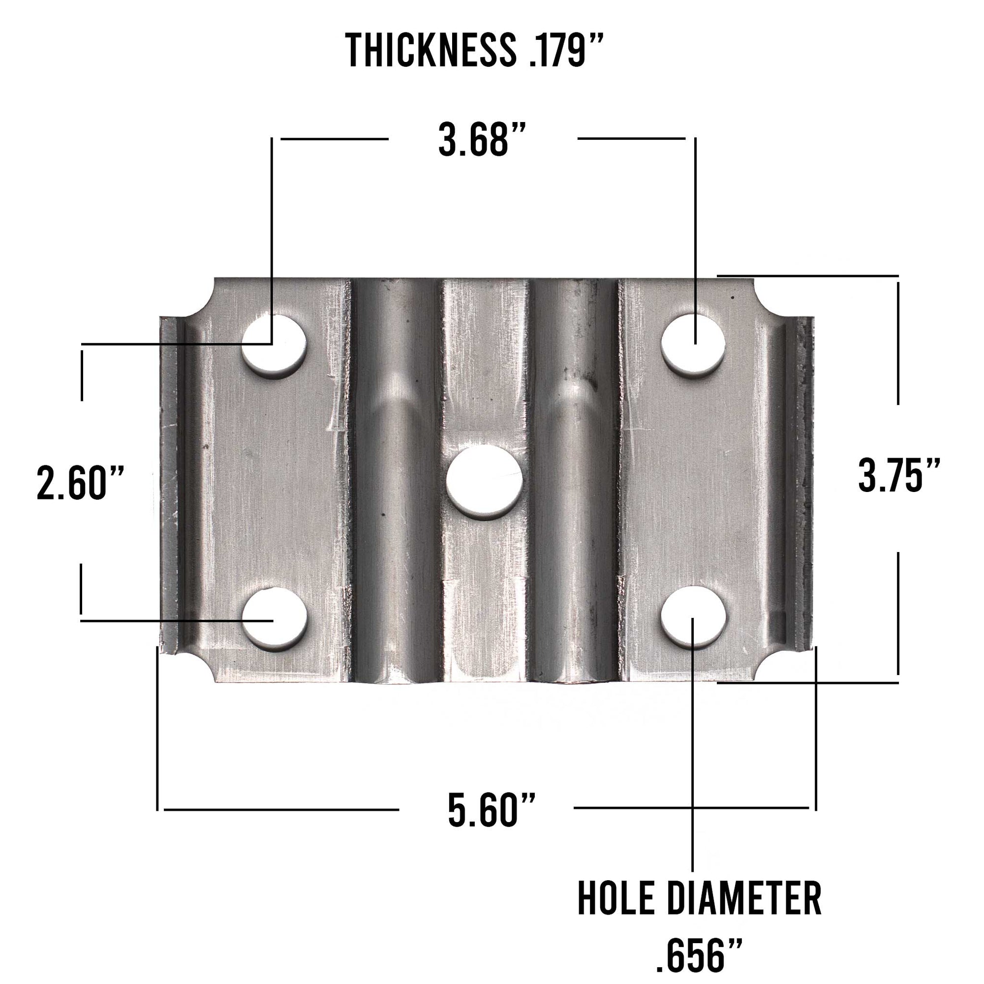 Trailer U-bolt plate 5.6 inches long measurements.