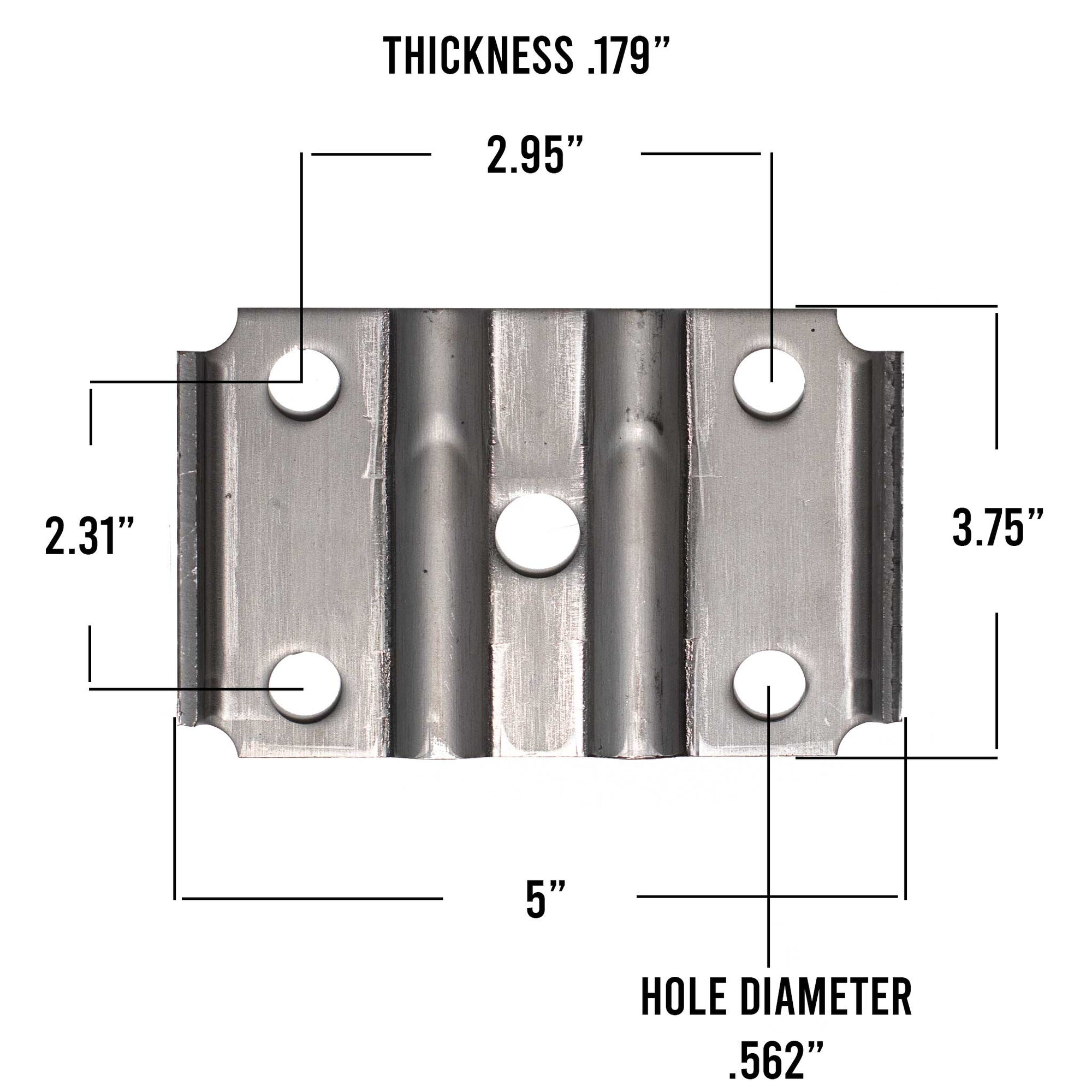 Trailer U-bolt plate 5 inches long measurements.