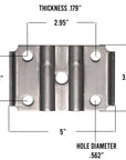 Trailer U-bolt plate 5 inches long measurements.