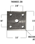 Trailer U-bolt plate 3.5 inches measurements.