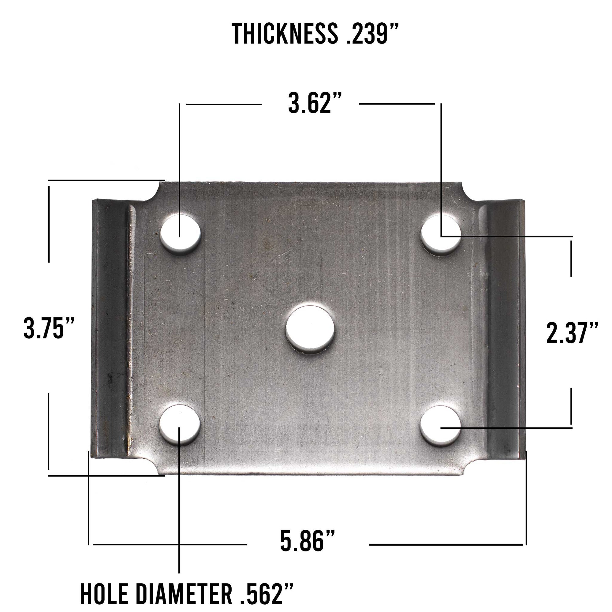 Trailer U-bolt plate 5.8 inches long measurements.