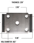 Trailer U-bolt plate 5.8 inches long measurements.