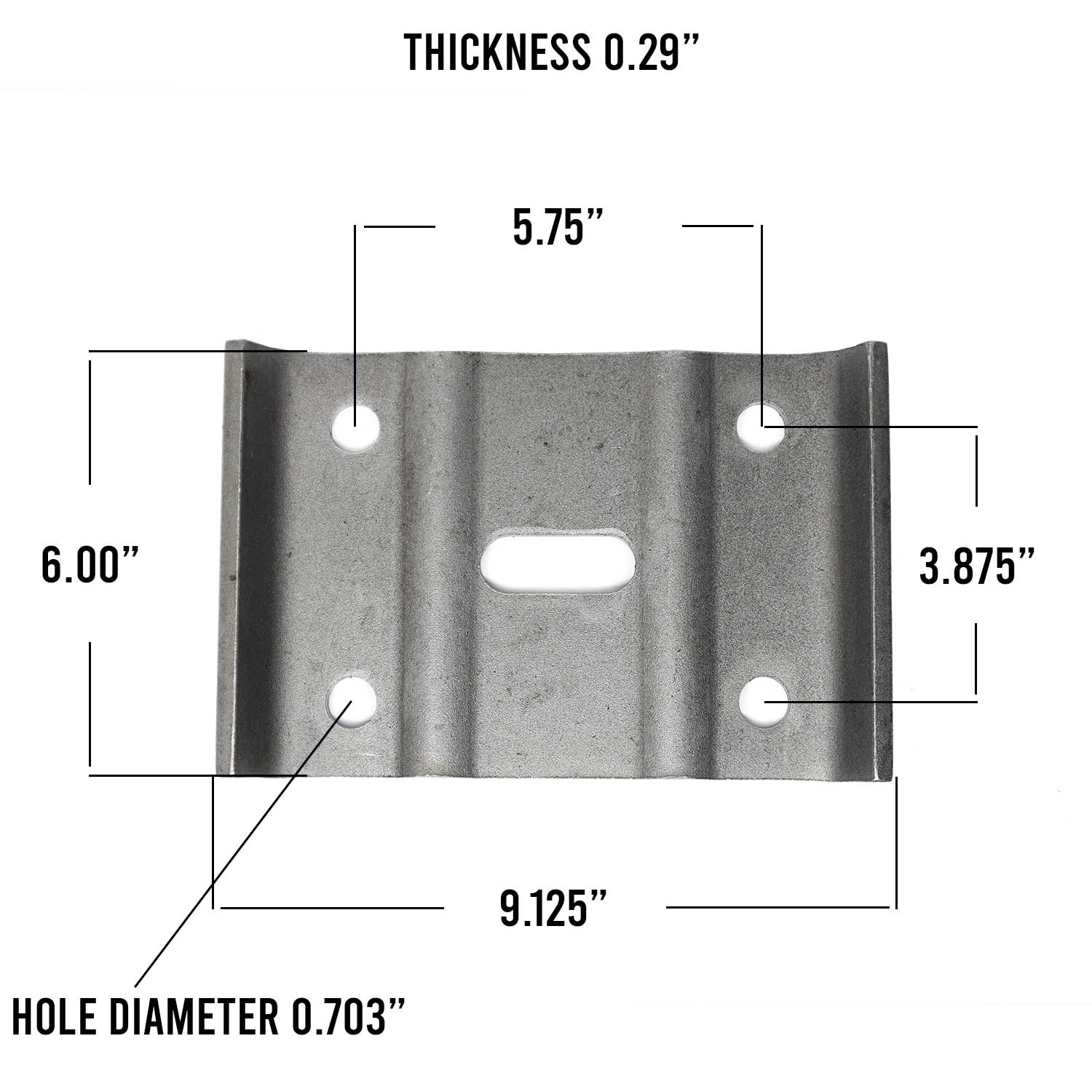 M99124 trailer U-bolt plate measurements.