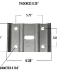 M99124 trailer U-bolt plate measurements.