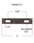 9/16 inch U-bolt plate diagram.