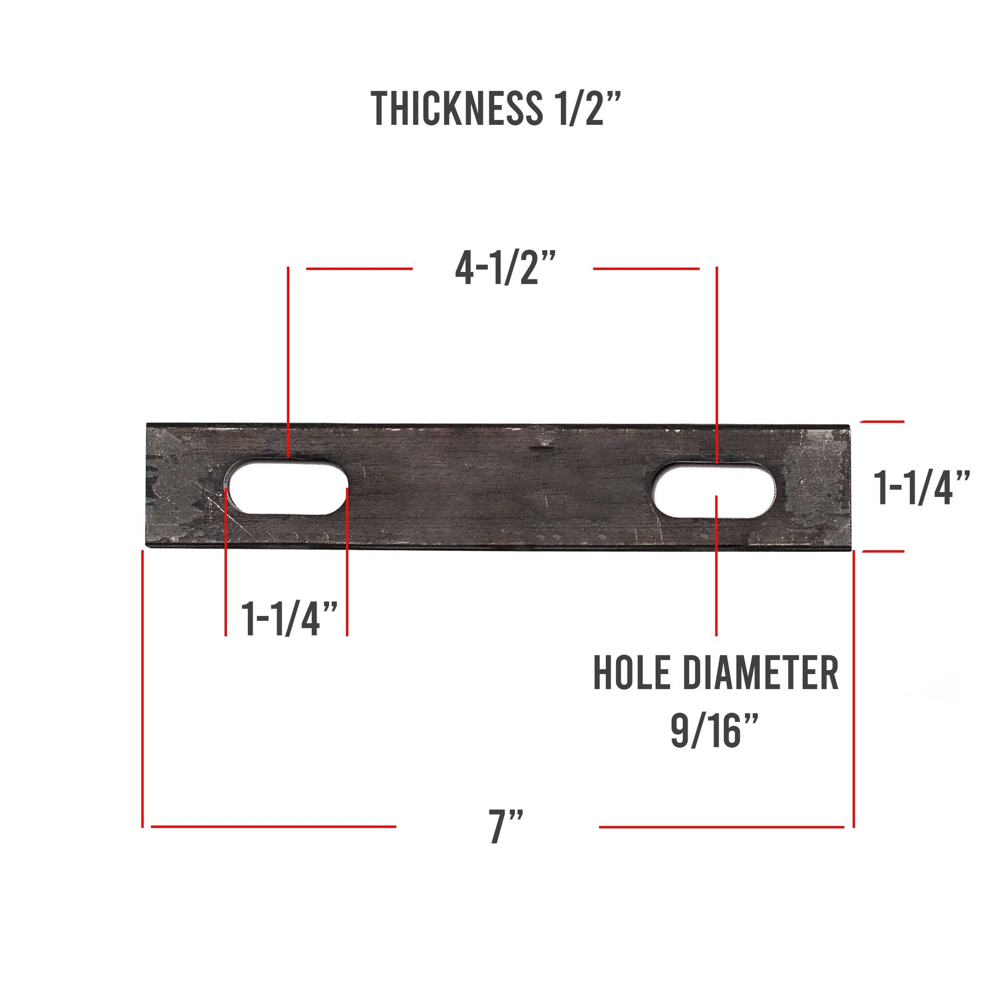 U-bolt plate 7 inch length measurements.